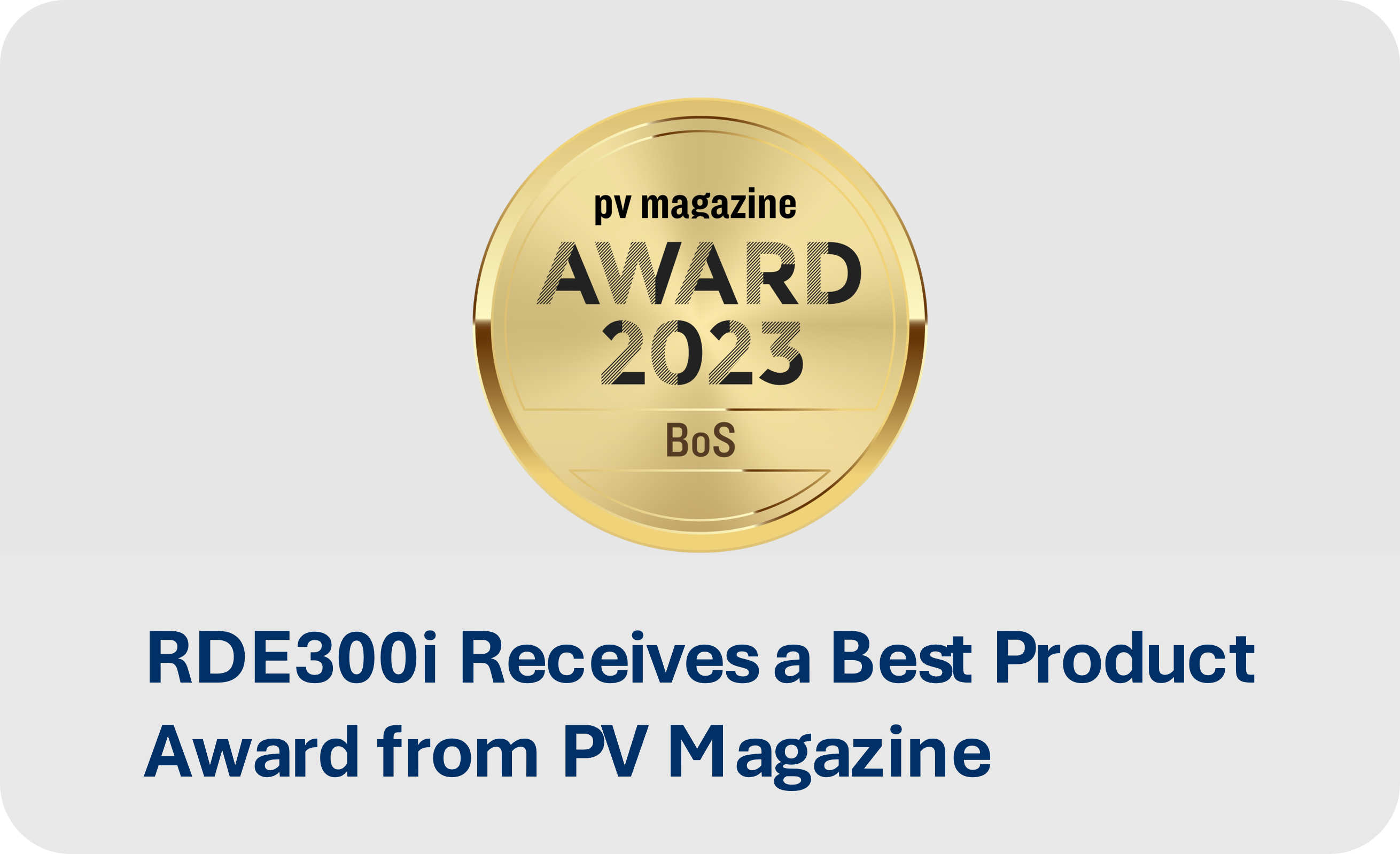 RDE300i Receives a Best Product Award from PV Magazine Thumbnail